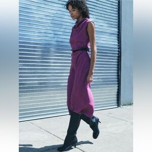 ZARA NWT ZW Collection Belted MIDI Dress